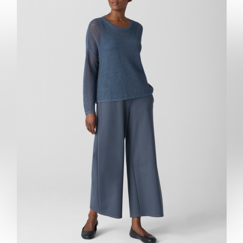 Eileen Fisher Lightweight Ponte Wide-Leg Pants in “eclipse”
